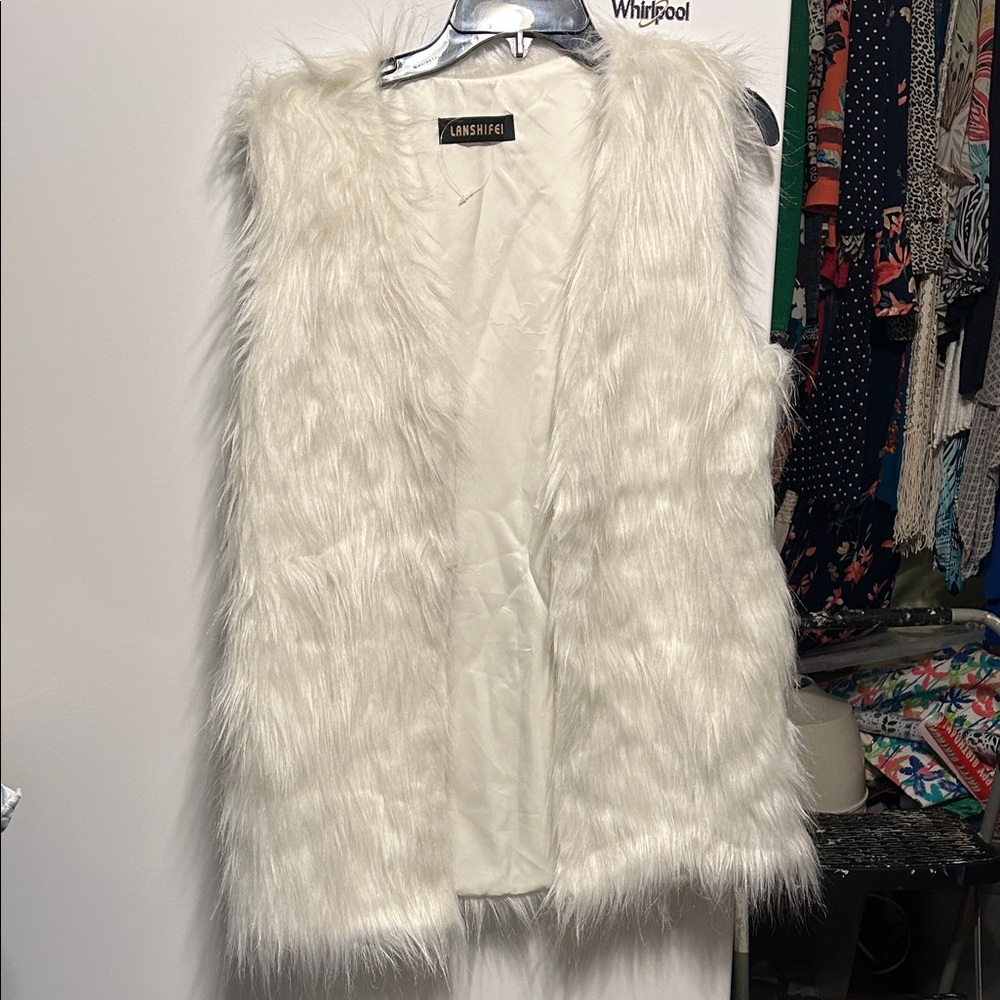 White Faux Fur Vest